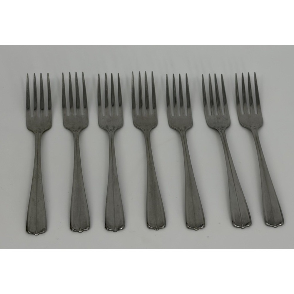 Oneida USA Gala Impulse Dinner Forks Set of 7 Stainless Flatware 7 3/8"